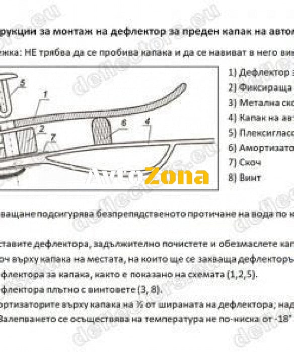 Дефлектор за преден капак за Volvo XC90 2003-2014 (около решетката на радиатора) - Avtozona