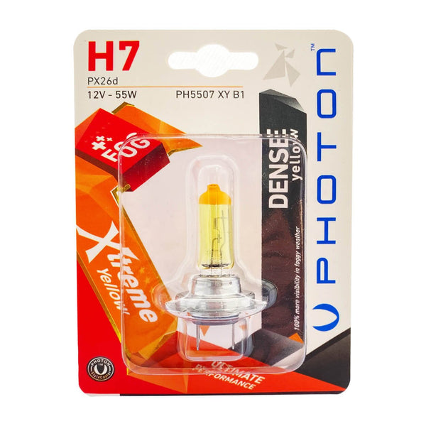 1 брой халогенна крушка H7 Х7 12V 55W PX26D жълта светлина в блистер Xtreme Photon - Avtozona