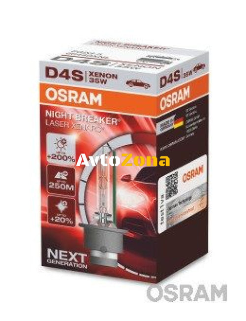 1 брой Крушка за фар xenon Osram D4S Night Breaker Laser +200% 35W P32d-5 - Avtozona
