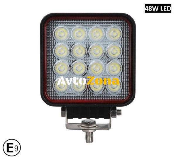 11 См Квадратен 48W Супер Мощен PRO Led Диоден Халоген Лед Лампа Прожектор 12V 24V - Avtozona