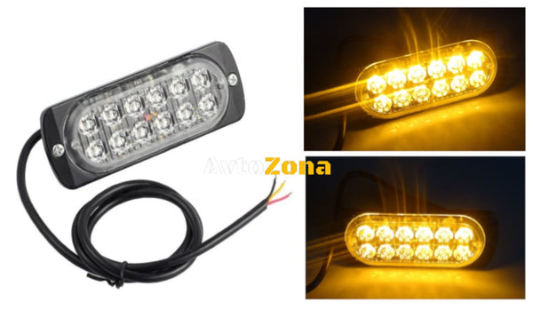 12 LED ЛЕД Аварийна Лампа За Пътна Помощ Жълта Блиц Светлина Мигаща! - Avtozona