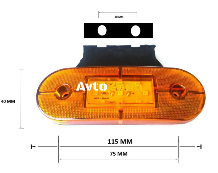 12V ЛЕД LED Оранжев Жълт Диоден Маркер Габарит Токос със 9 светодиода за камион ремарке бус ван каравана платформа - Avtozona