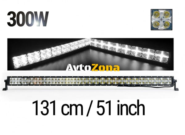 131 См Led Bar Лед Диоден Бар Прожектор Дневна Светлина CROSS DRL 300W 12V 24V - Avtozona