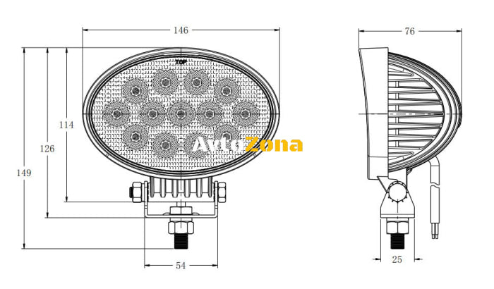 14См 39W Супер Мощен Овален PRO Led Диоден Халоген Лед Лампа Прожектор 12V 24V - Avtozona