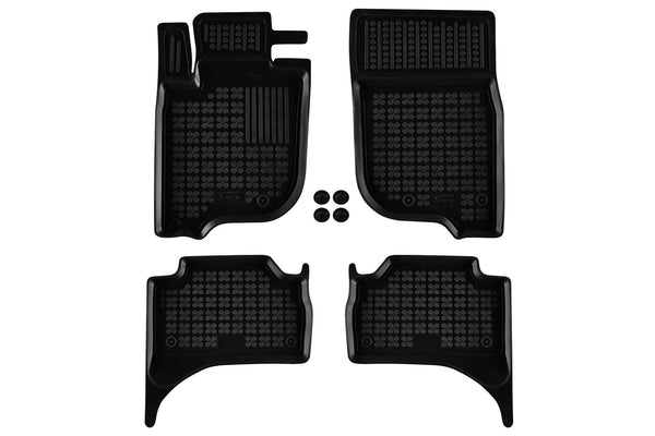 Гумени стелки Rezaw-Plast за Mitsubishi L200 V (2019+), двойна кабина, автоматична скоростна кутия 4x4 AWD, 4 части, черни