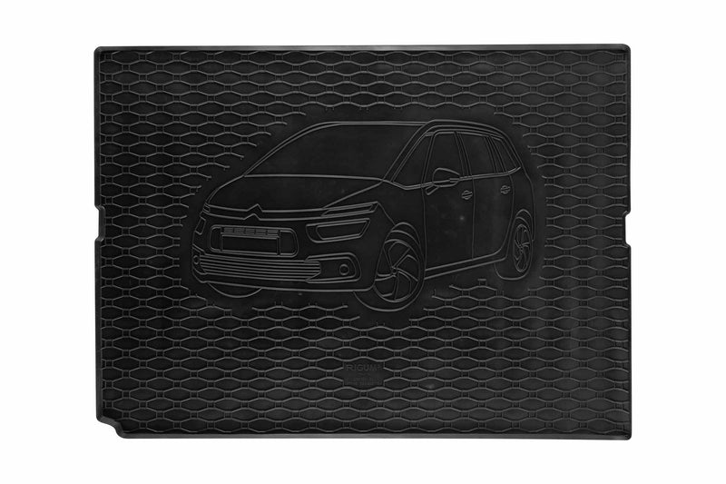 Гумена стелка за багажник Rigum за Citroen C4 Grand Picasso (2013+), с щампа на автомобила, черна