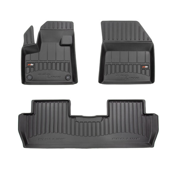 3D Гумени стелки Frogum за Peugeot 5008 II (2017+), 3 части, черни