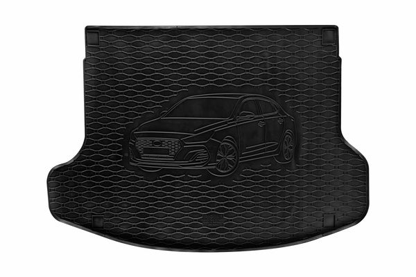 Гумена стелка Rigum за багажник за Hyundai i30 Fastback (2019+) и i30 N Fastback (2021+) горно положение, с 3D щампа на автомобила