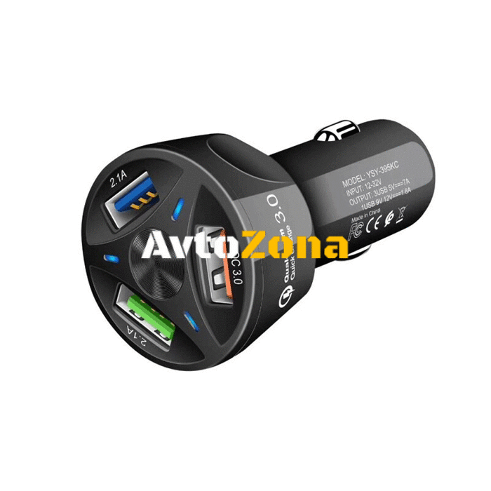 Зарядно за автомобил с 3 USB порта – Quick Charge 3.0 - Avtozona