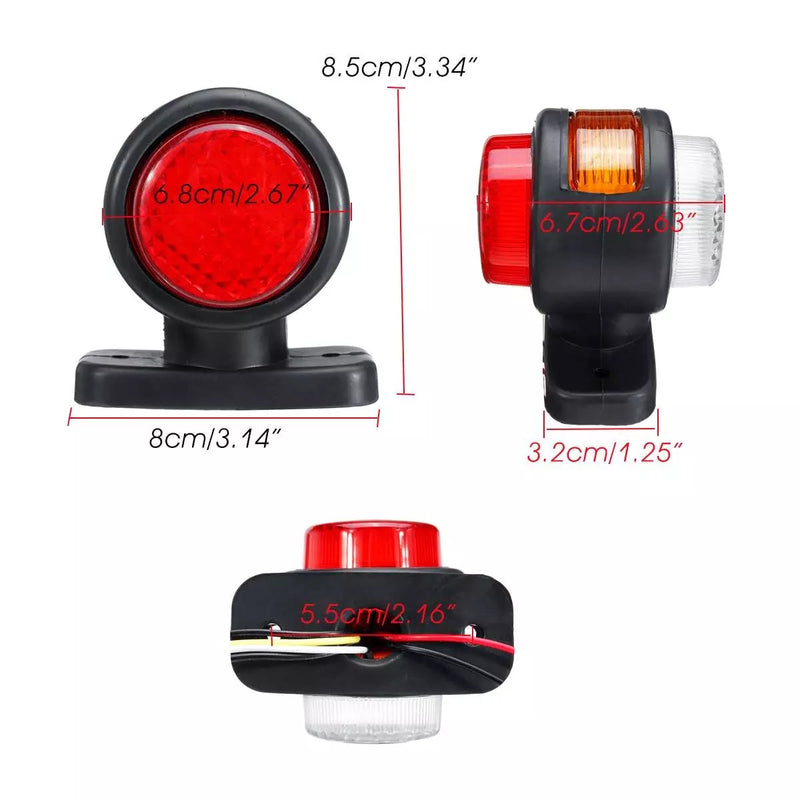 Σετ 2 φώτων σήμανσης LED tocosi κέρατο 12V-24V με τρία φώτα λευκό-κίτρινο-κόκκινο