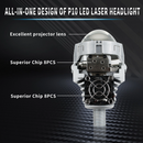 Σετ 2 τεμαχίων μεγεθυντικών φακών διόδων Bi-LED για προβολείς χαμηλής και υψηλής δέσμης 2,5 ιντσών 80W 7000lm 12V