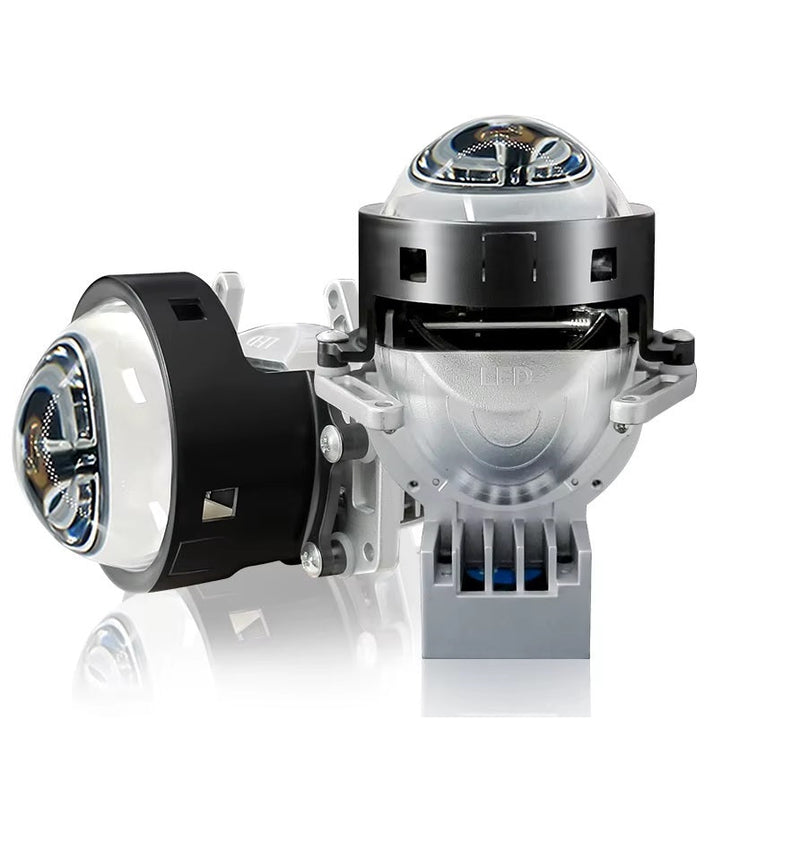 Σετ 2 τεμαχίων μεγεθυντικών φακών διόδων Bi-LED για χωνευτούς προβολείς χαμηλής και υψηλής δέσμης 3 ιντσών 120W 7500lm 12V +300% Φωτεινότητα