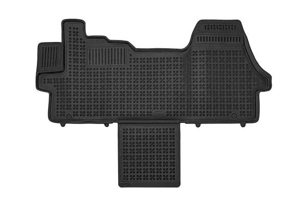 Гумена стелка Rezaw-Plast за Peugeot Boxer II (2006–2023/2023+) – предна с подсилване от страната на шофьора и допълнителен елемент между седалките, за 2- и 3-местна версия с открити седалки, без допълнителни калъфи