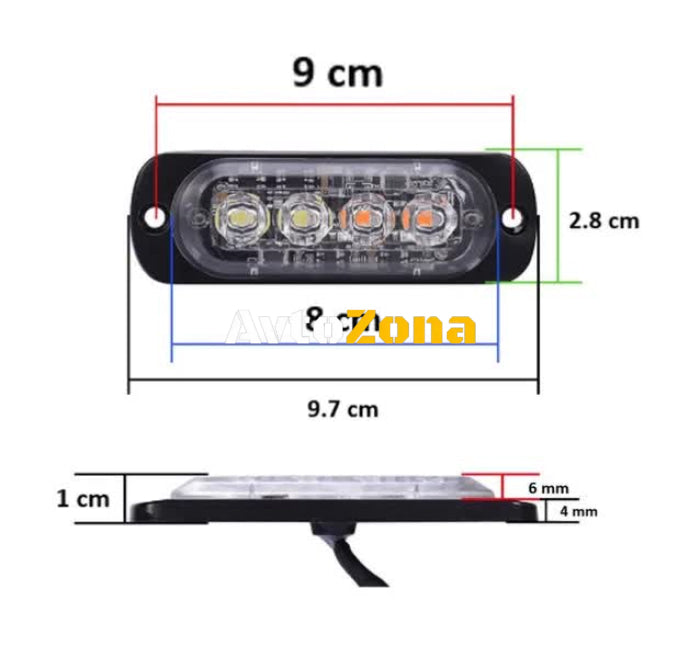 4 LED Аварийна Лампа За Пътна Помощ Жълта Блиц Светлина Мигаща! - Avtozona