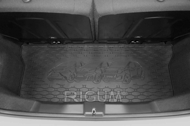 Гумена стелка за багажник Rigum за Citroen C1, Peugeot 108, Toyota Aygo (2014+г.) – с 3D щампа, черна