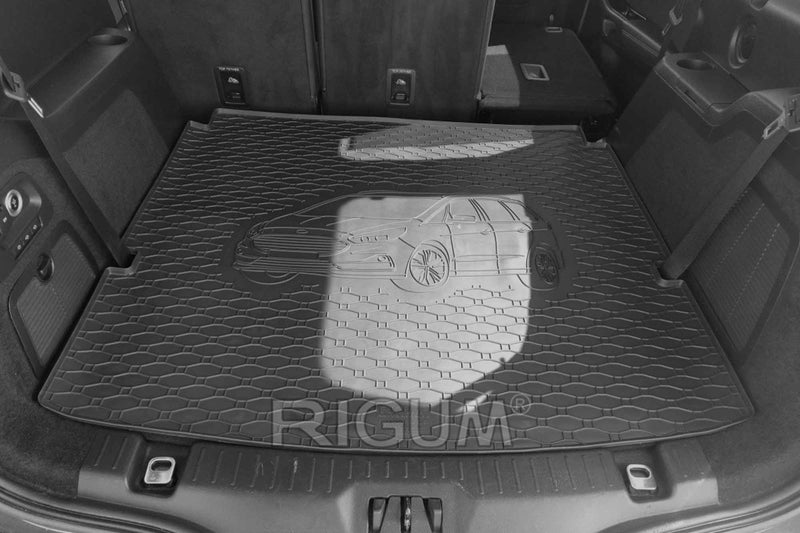 Гумена стелка Rigum за багажник за Ford Galaxy 5 места (2015+) с щампа на автомобила, черна
