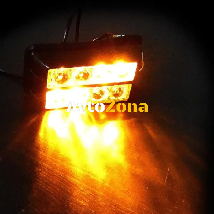 8 LED Аварийна Лампа За Пътна Помощ Жълта Блиц Светлина Мигаща! - Avtozona