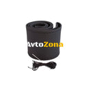 Калъф за волан - Перфориран черен дизайн с игла и конец - Avtozona