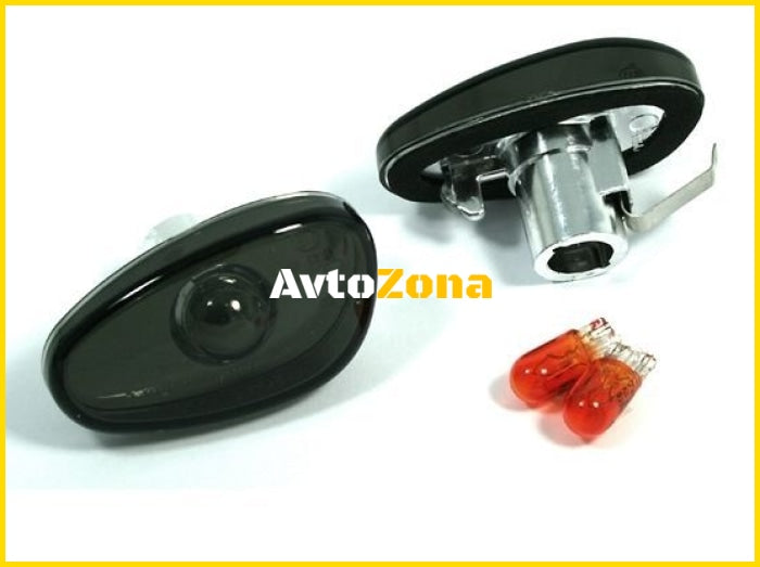 Кристални мигачи Alfa Romeo 145 / 146 / 155 / Spider - черен хром - Avtozona