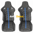 Спортни седалки велурени – Черни със синя лента 2бр. в к-т - Avtozona