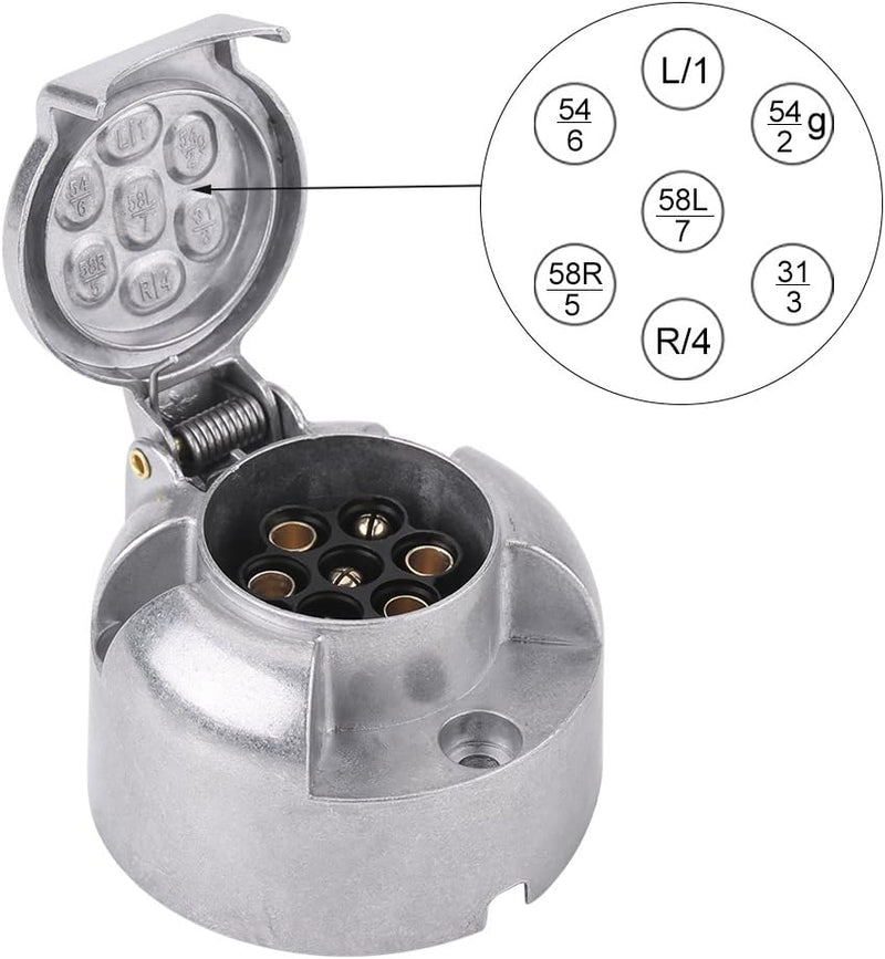 Букса за ремарке метална 7 пина 12V женска - Avtozona