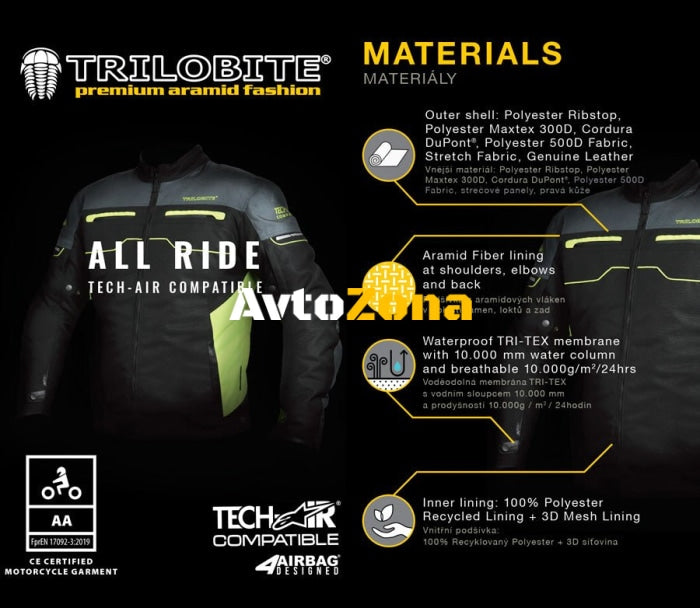 Дамско мото яке TRILOBITE 2092 All ride Tech-Air BLACK - Avtozona