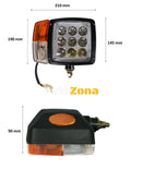 Десен LED Фар с Мигач Габарит Подходящ за Трактор Комбайн Багер Снегорин и др - 9 диода 27W 2200-2700 lm - Avtozona