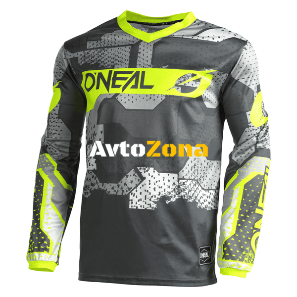 Детска мотокрос блуза O’NEAL ELEMENT CAMO V.22 GRAY/NEON YELLOW - Avtozona