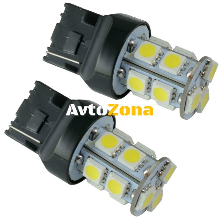 Диодна крушка тип T20 с 13 SMD диода двойна светлина червена - Avtozona