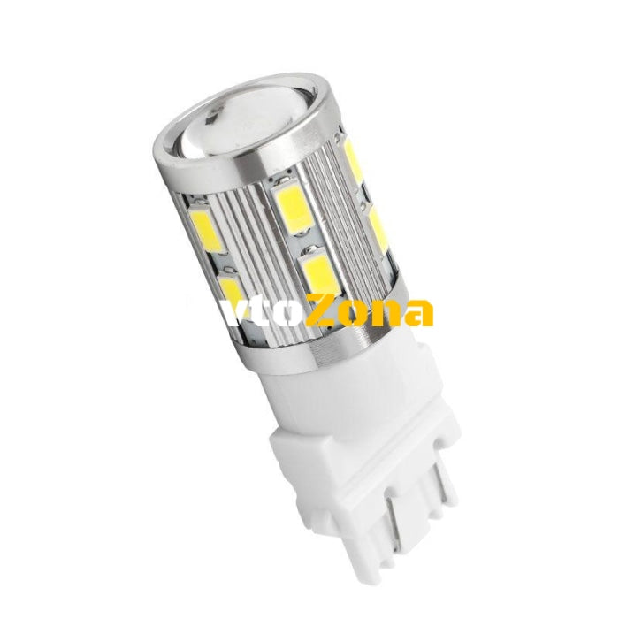 Диодна крушка тип T25 3156 CANBUS с 16 SMD диода 5630 и лупа - единична светлина - жълта - Avtozona