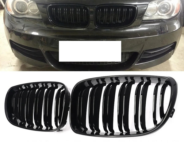 Двойни Бъбреци Решетки За БМВ BMW 1-ва Серия Фейслифт Facelift E81 E82 E87 E88 2008г.-2011г. Черен Гланц Лак - Avtozona
