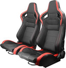 Спортни седалки тип Рекаро – Черни с червени акценти 2бр. в к-т - Avtozona