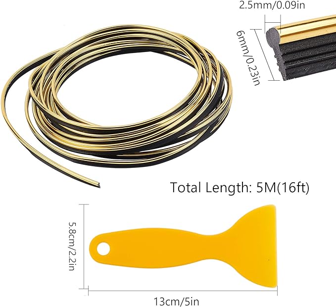 Интериорна лента за автомобил Златна 5М + инструмент за инсталация - Avtozona