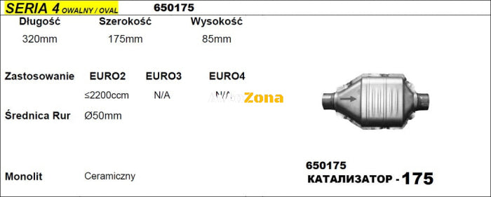 Катализатор за Двигатели до 2200 куб. см - Модел 175/4-ф50 Дължина 320 мм - Avtozona