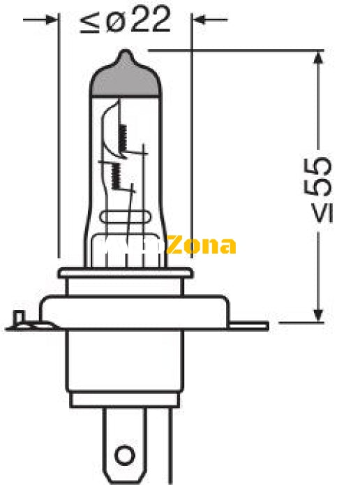 Комплект халогенни крушки Osram H4 Night Breaker + 200% – 60/55W 12V P43T - Avtozona