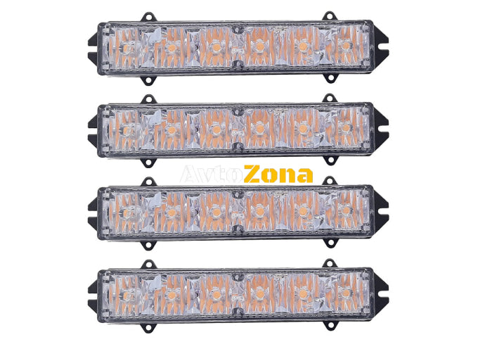 Комплект 4 Броя С Контролер 6 LED Лед Диодна Сигнална Аварийна Блиц Мигаща Светлина Пътна Помощ Платформа 12V - Avtozona