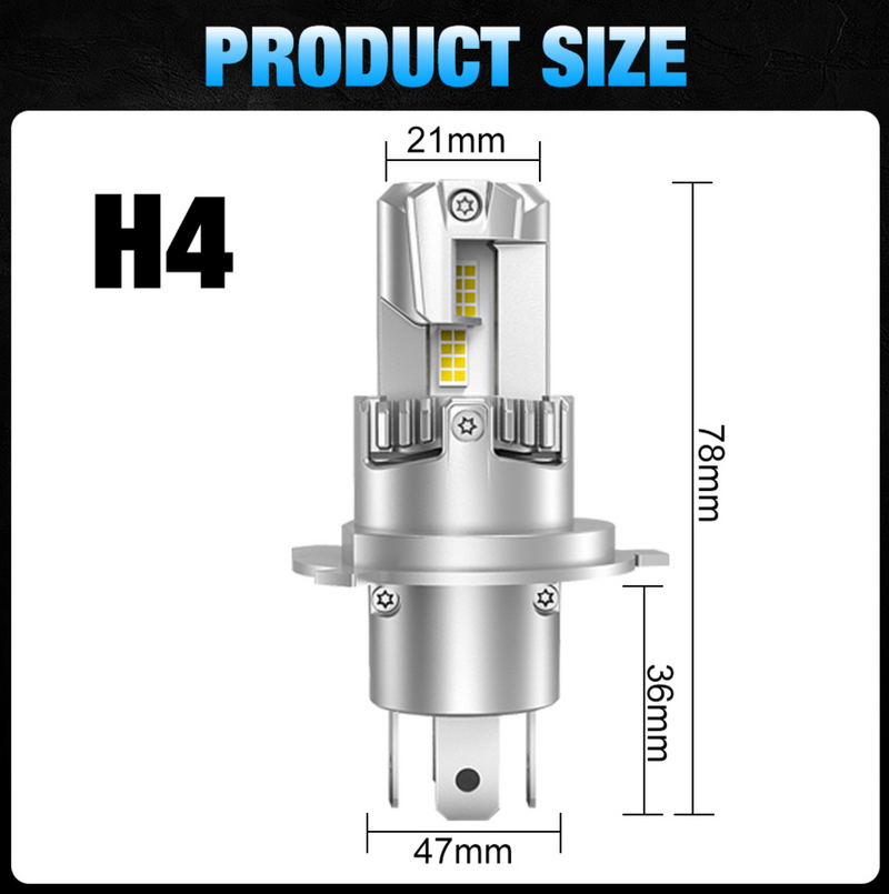 Комплект LED крушки E4P H4 50W 15000lm – Мини дизайн за автомобили мотоциклети и камиони - Avtozona