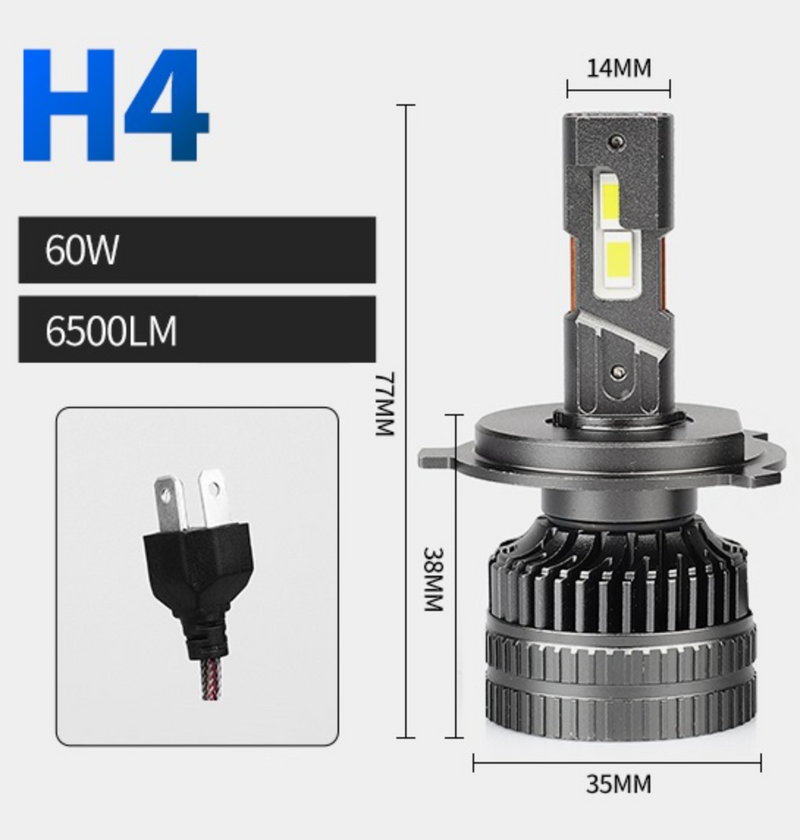 Комплект LED крушки H4 120W 13000lm – Canbus без грешки 6000K за къси и дълги светлини - Avtozona