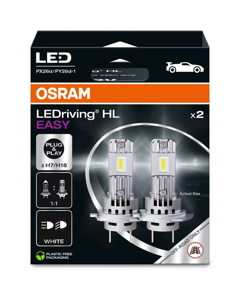 Комплект LED крушки Osram H7/H18 LEDriving HL EASY за фарове 12V – Лесен монтаж висока яркост - Avtozona