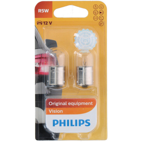 Комплект от 2 броя крушки крушка (R5W) 12V BA15S 5W в блистер бяла светлина Philips - Avtozona