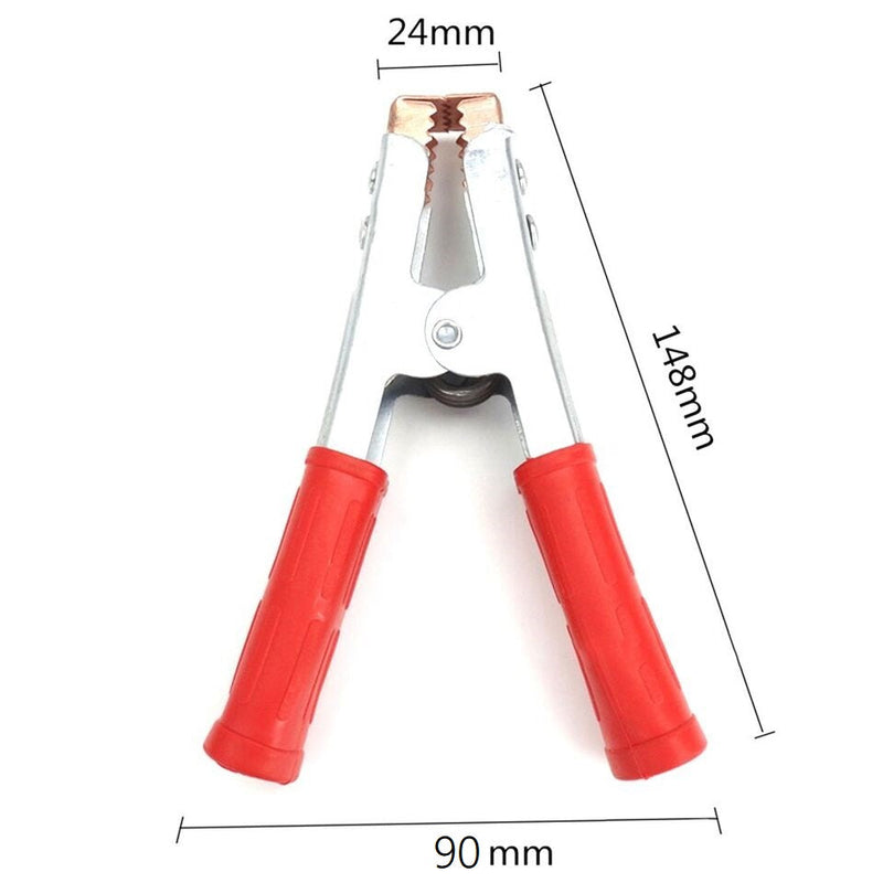 Комплект от 2 броя изолирани щипки за автомобилни акумулатори с медно покритие скоби тип крокодил 600А червено - черно - Avtozona