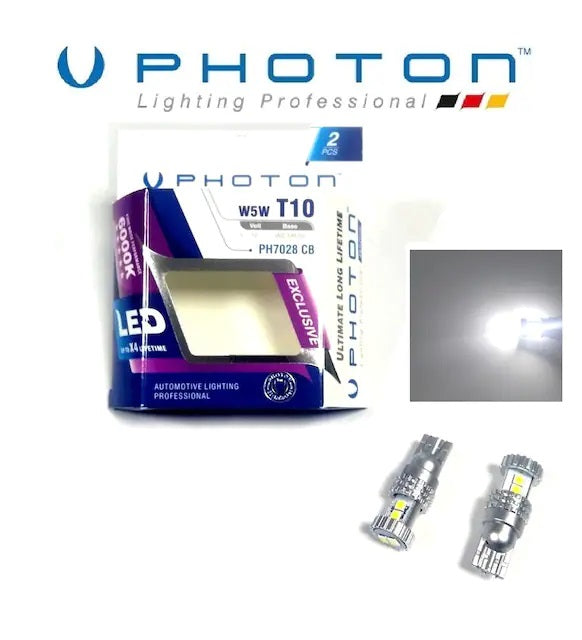 Комплект от 2 броя LED ЛЕД Крушки 6 SMD T10 W5W 12V Бяла Светлина Бели 6000К Photon EXCLUSIVE серия - Avtozona