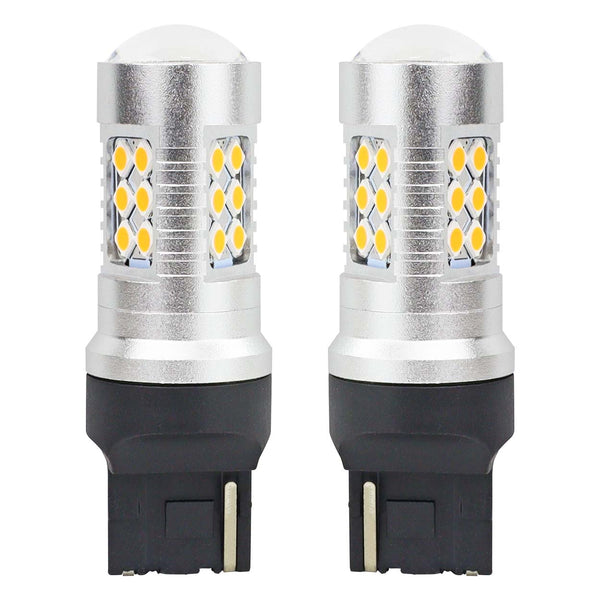 Комплект от 2бр. LED Лед Диодни крушки T20 WY21W Canbus 3030 24SMD 12V-24V оранжева светлина - Avtozona