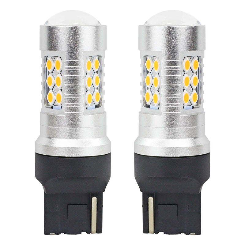 Комплект от 2бр. LED Лед Диодни крушки T20 WY21W Canbus 3030 24SMD 12V-24V оранжева светлина - Avtozona