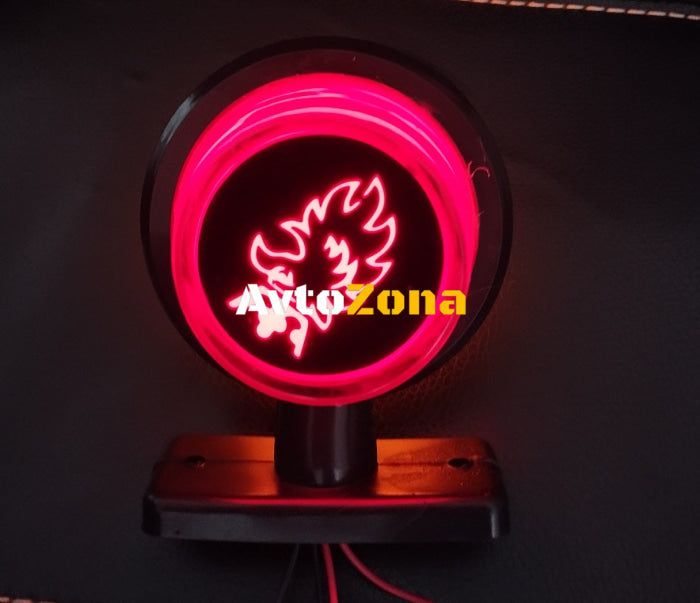 Комплект от 2 броя LED ЛЕД страничен габарит рогче 12 -24V оранжево - червено “old school” Неон Ефект с лого SCA - Avtozona