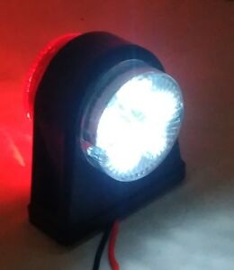 Комплект от 2 броя -12-V24V LED ЛЕД Гумени Диодени Странични Маркери Рогчета Светлини За Камион Ремарке Платформа Червено-Бяло - Avtozona