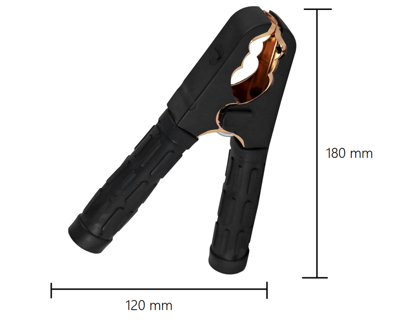 Комплект от 2 броя изолирани щипки за автомобилни акумулатори с медно покритие скоби тип крокодил 300А червено - черно - Avtozona
