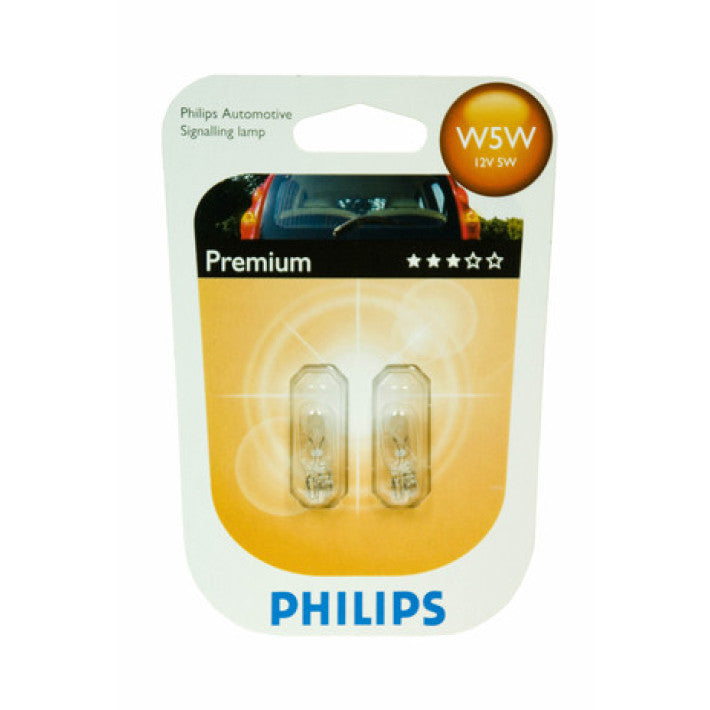 Комплект от 2 броя крушки крушка 12V T10 5W в блистер бяла светлина Philips - Avtozona