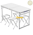 Комплект от 4 броя столове със сгъваема алуминиева маса 120 х 60 см. за пикник къмпинг градина тераса двор и др. - Avtozona