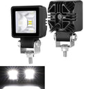 Комплект от 4 броя Лед LED Халогени Лампи с Окабеляване Бяла Flood + Бяла DRL